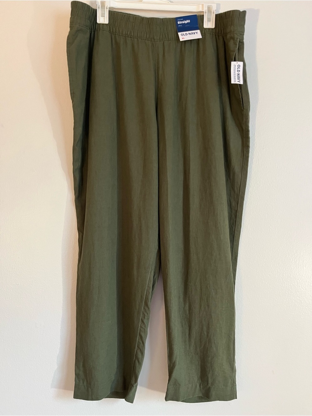 Old Navy Olive Green High Rise Cropped Comfort Waistband Straight Pants size XL